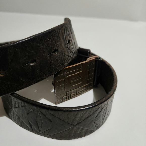 Vintage x 80’s Bronze Metal Buckle Diesel Belt - Picture 5 of 8